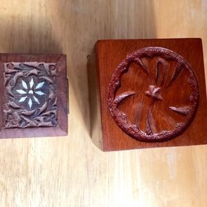 Vintage hand carved wood boxes